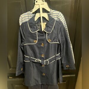 Max Studio Navy Raincoat with White Trim